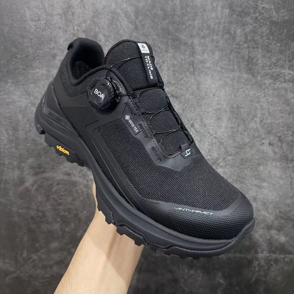 Men's Waterproof Hiking Shoes with Dial Lacing System Anti-slip Outdoor Trekking Trail Running Lightweight Cushioning Footwear