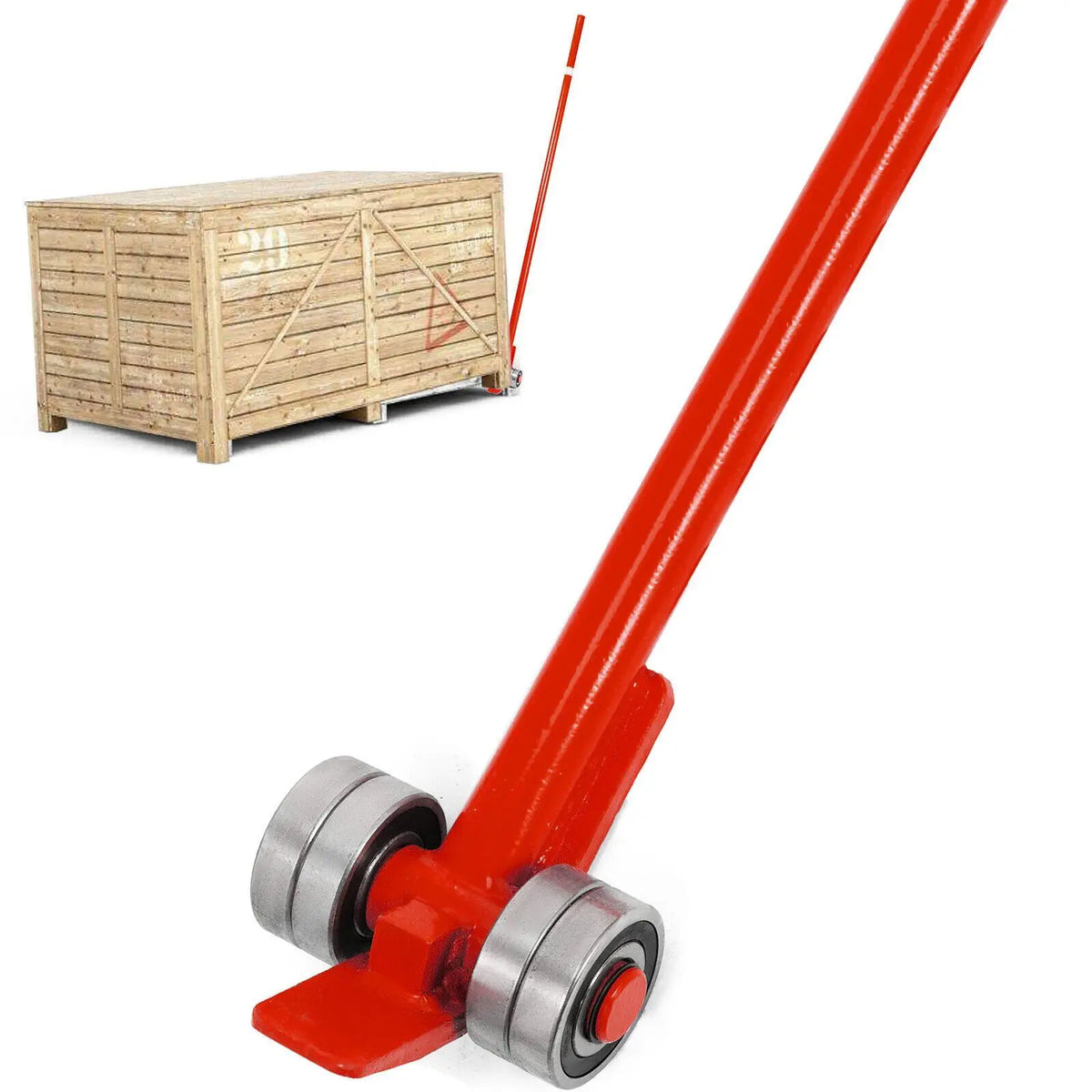 6600lb Capacity Steel Pry Bar Heavy Duty with Rollers 150cm Handle and Thickened Steel Plate Bright Yellow
