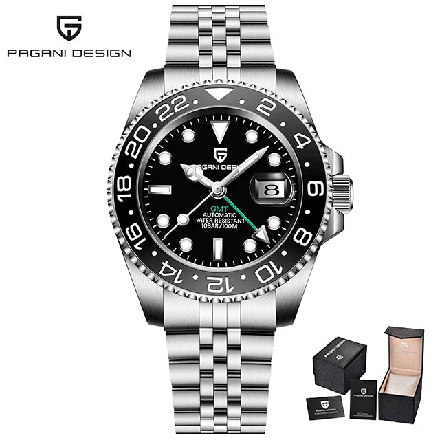 PAGANI DESIGN Gift Men's Watch GMT 40mm Mechanical Watch Top Brand Stainless Steel Waterproof Business Automatic Watches for Men