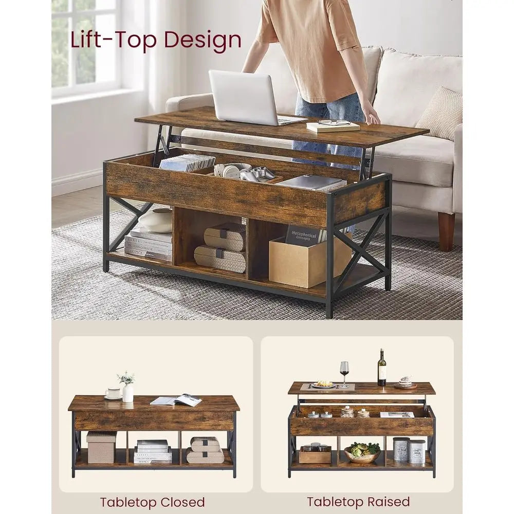Lit Top Coee Table, Lit Coee Table with Storage Shel, Hidden Comparents and Liting Top, or Living Room, Oice, 19.7 x 47.2 x (19.