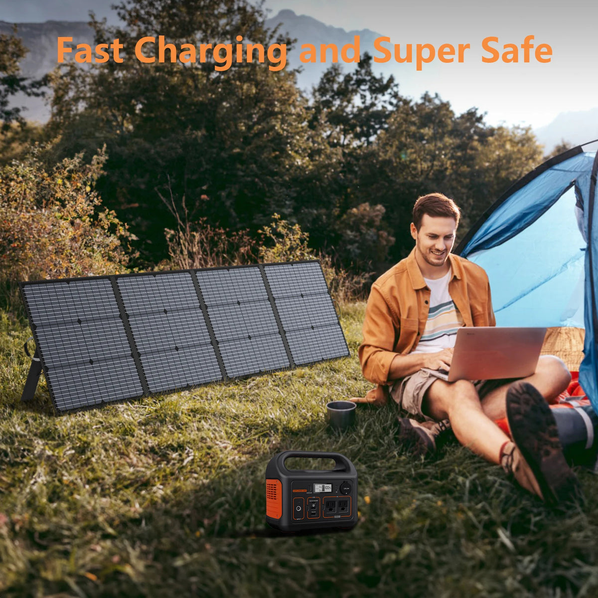 MHPOWOS 220W Portable Solar Panel with Adjustable Kickstand, IP67 Waterproof Foldable Solar Panel for Camping RVing Home Backup