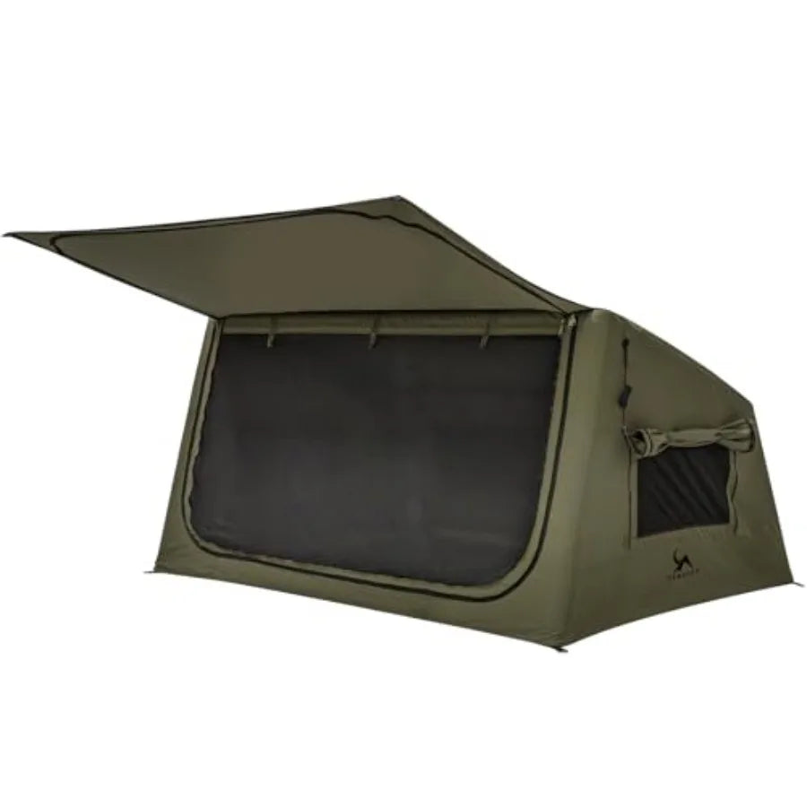 Inflatable Canvas Tent with Pump Easy Setup Blow Up Tent for Camping Outdoor Waterproof Durable Tent in Beige with Fast Inflati