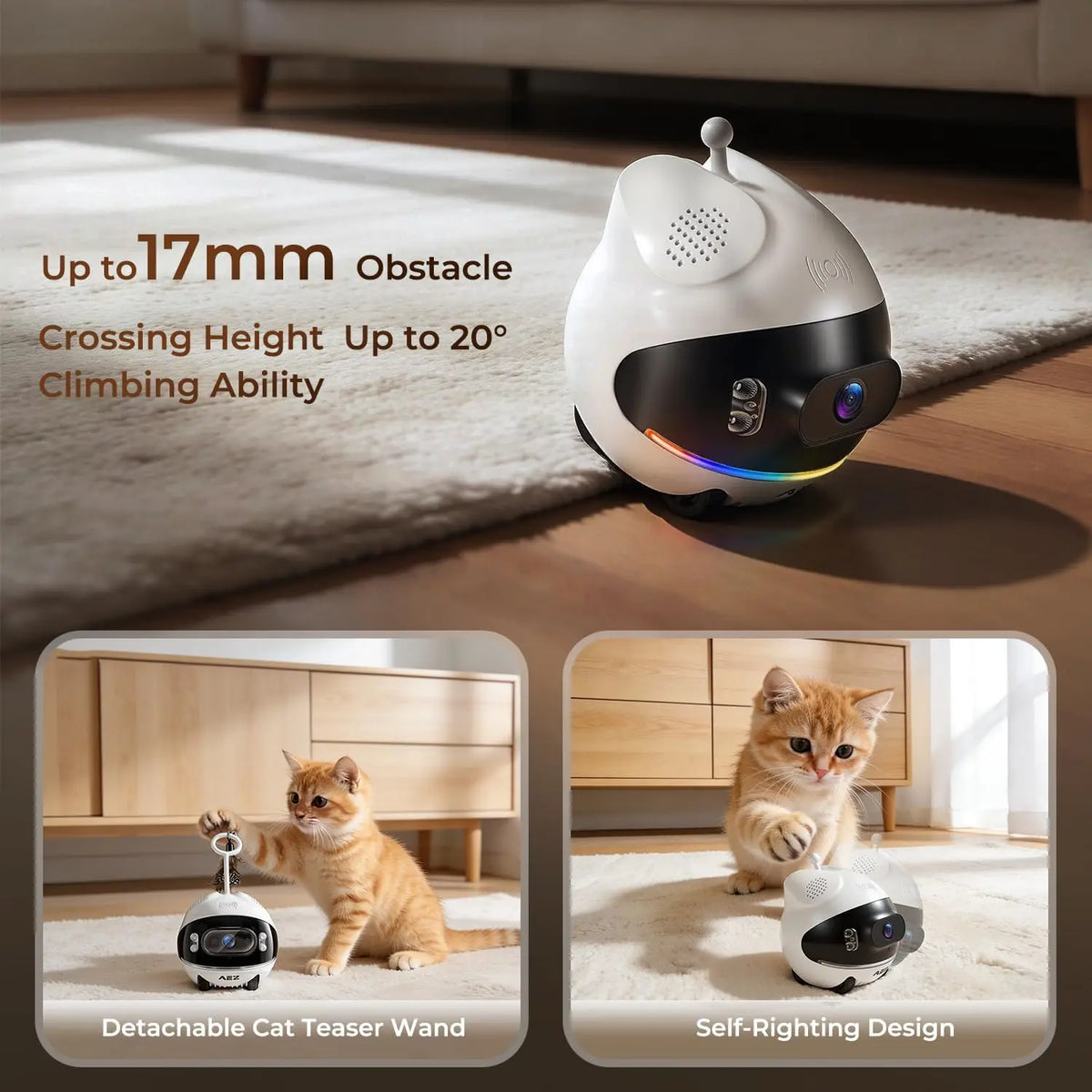 1080P Dual Lens Indoor Movable Security Camera with Night Vision, 2-Way Talk, App Control for Pets/Baby/Elderly
