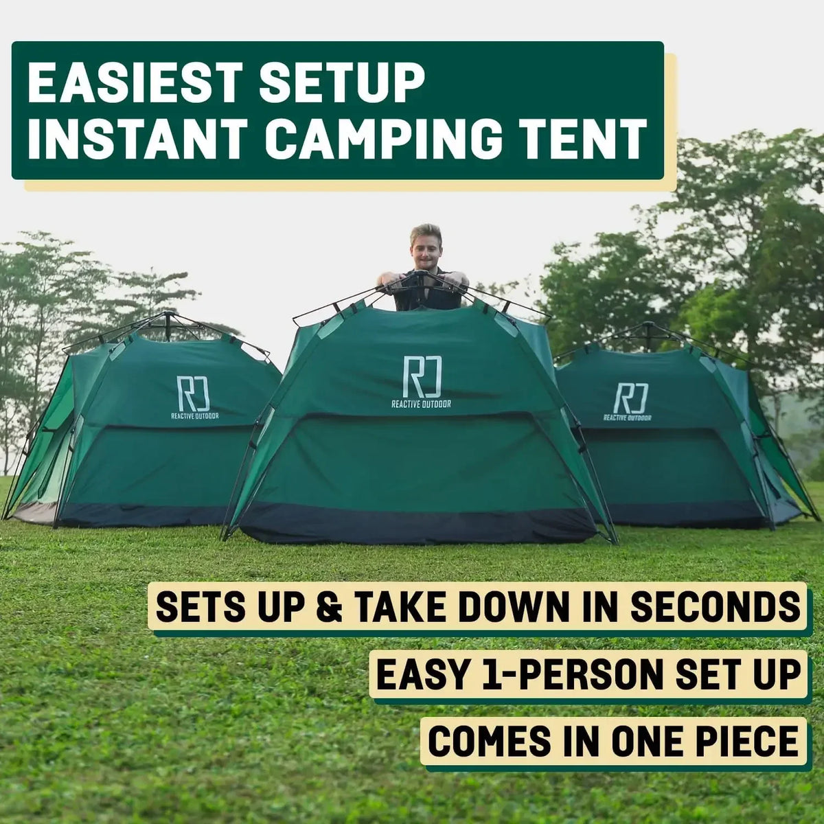 Second Tent - 3 Sec Instant Pop Up Easy and Quick Setup Camping  1 Person Setup Waterproof Double Layer