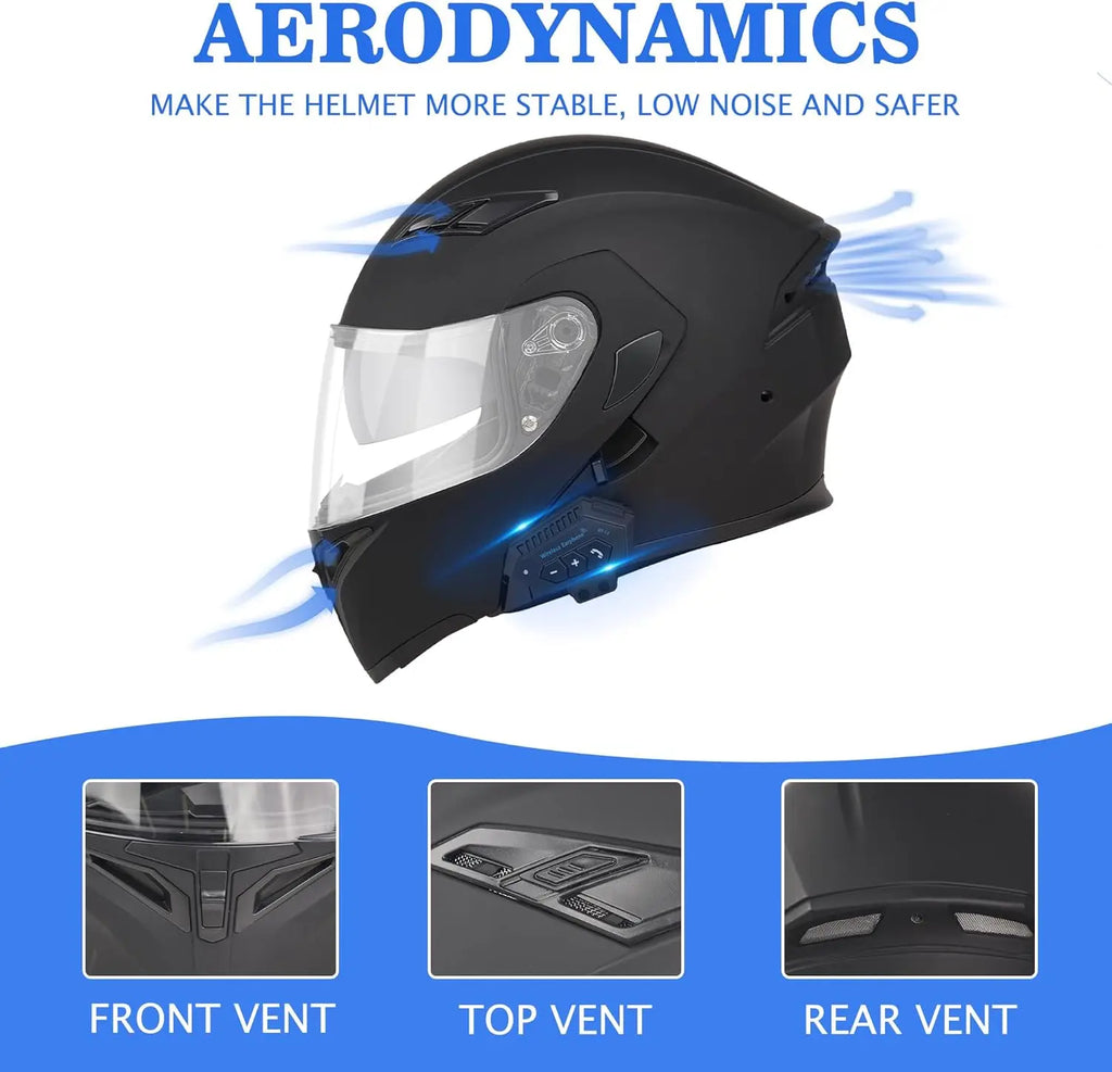 Bluetooth Motorcycle Helmet Modular Motorcycle Helmet with Bluetooth DOT Approved Dual Visor Full Face Flip up Bluetooth Integra