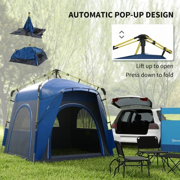 4 Person Pop Up Tent Automatic Hydraulic Quick Setup Camping Family Travel Shelter with Windows Carry Bag Included Outdoor