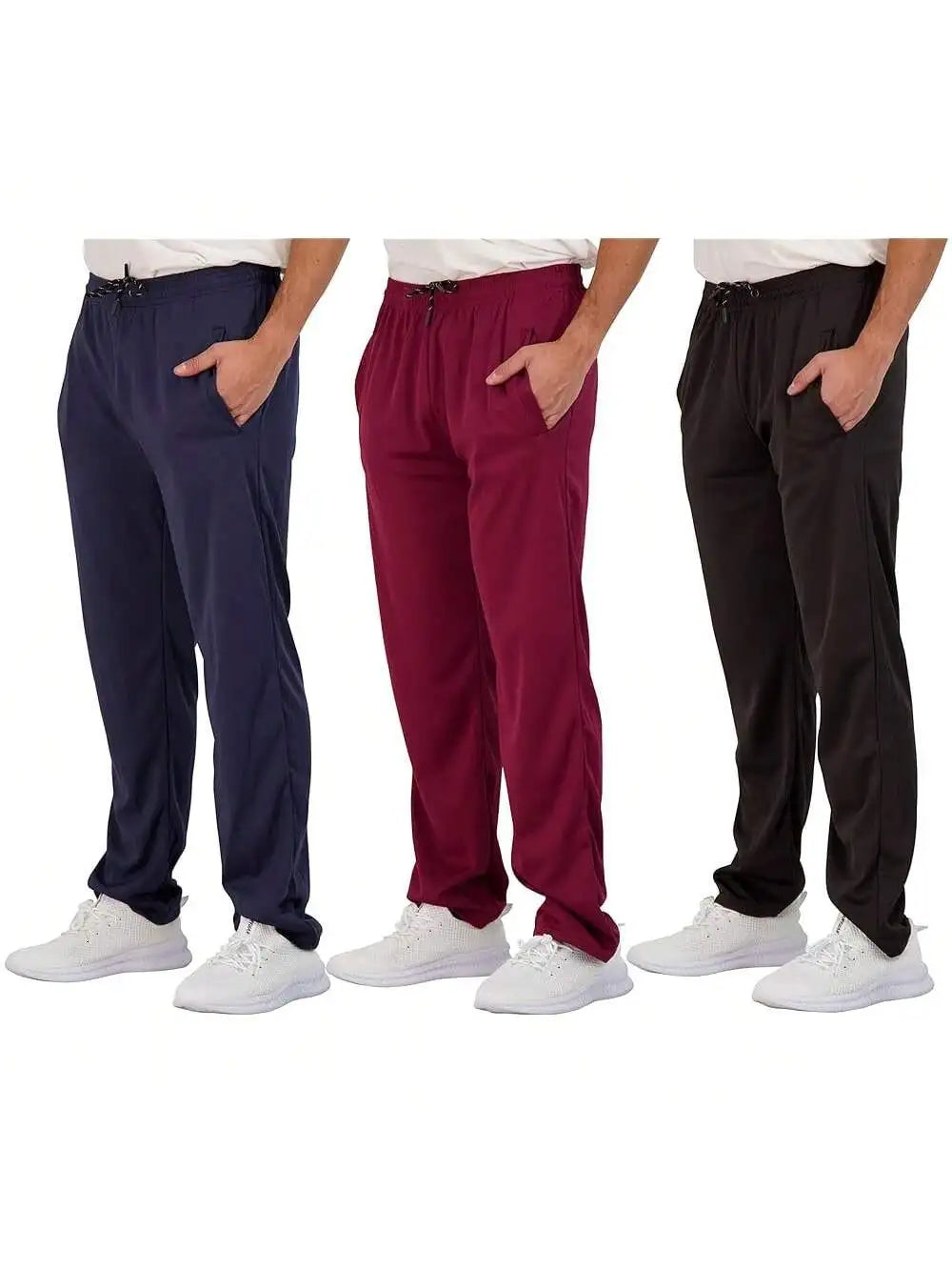 Mens Mesh Athletic Sweatpants With Pockets Open Bottom Lounge Gym Workout Pants