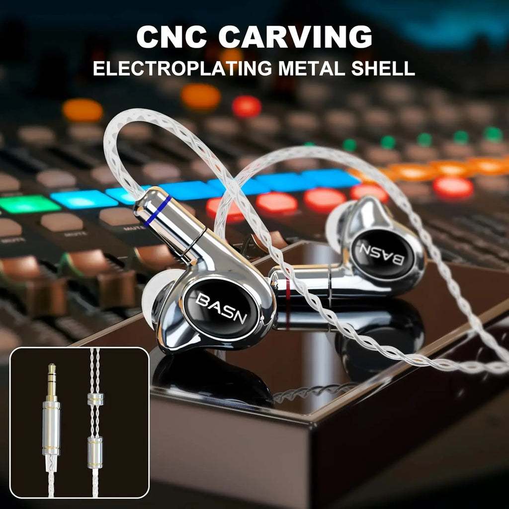 Professional 4-Driver In-Ear Monitors for Musicians, Noise Isolating with Enhanced Bass, CNC Metal Shell, Detachable Cables