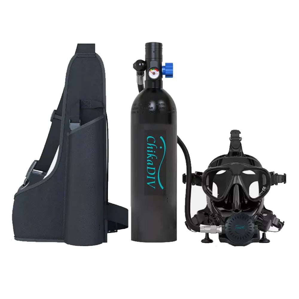 Scuba Mask with Air Tank System, 1L Mini Diving Tank Full Face Mask Kit lung