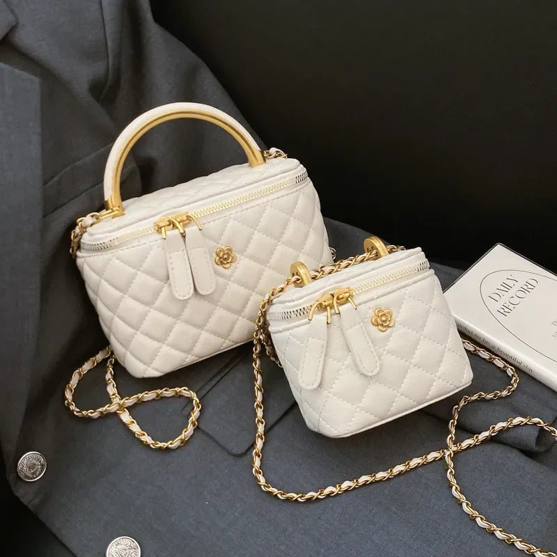 Designer Mini Shoulder Purse Lingerie Embroidery Line Small Square Female 2025 New Fashion Chain Crossbody Luxury Handbag Cosmet