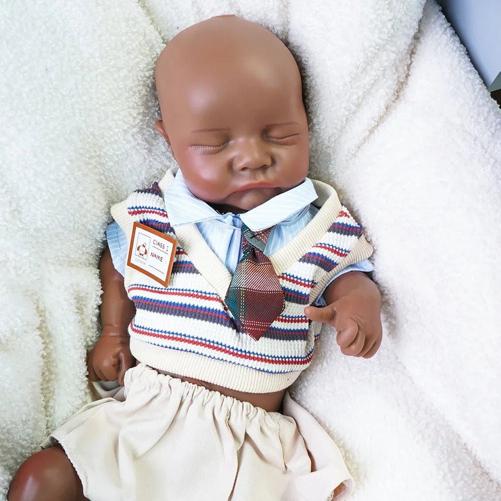 Artificial Soft Full Body Platinum Silicone Painted Reborn Doll Girl Handmade 18.31inch Solid Newborn Fake Boy For Kid Gift
