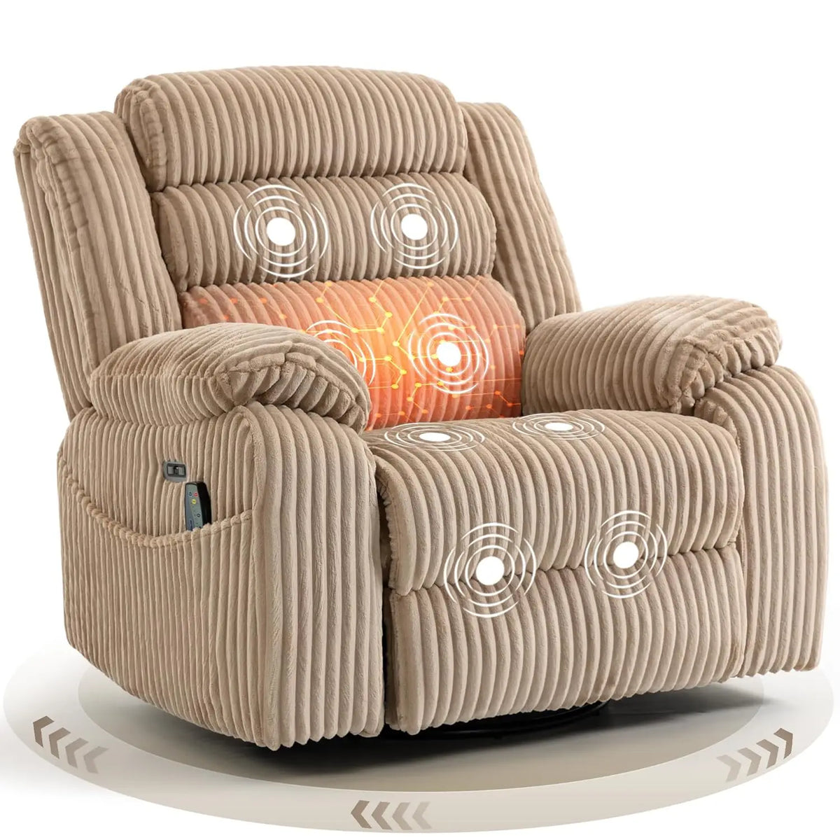 Power Swivel Rocker Recliner Chair for Adults with Massage and Heat, USB and Type-C Charging Port, Infinite, Customized