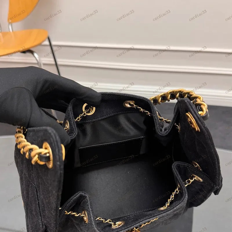 bag Handbag Luxury Designer Hobo Bag Washed Denim Golden Hardware Shoulder Bag genuine leather Card Slots Hippie bag Fashion bag