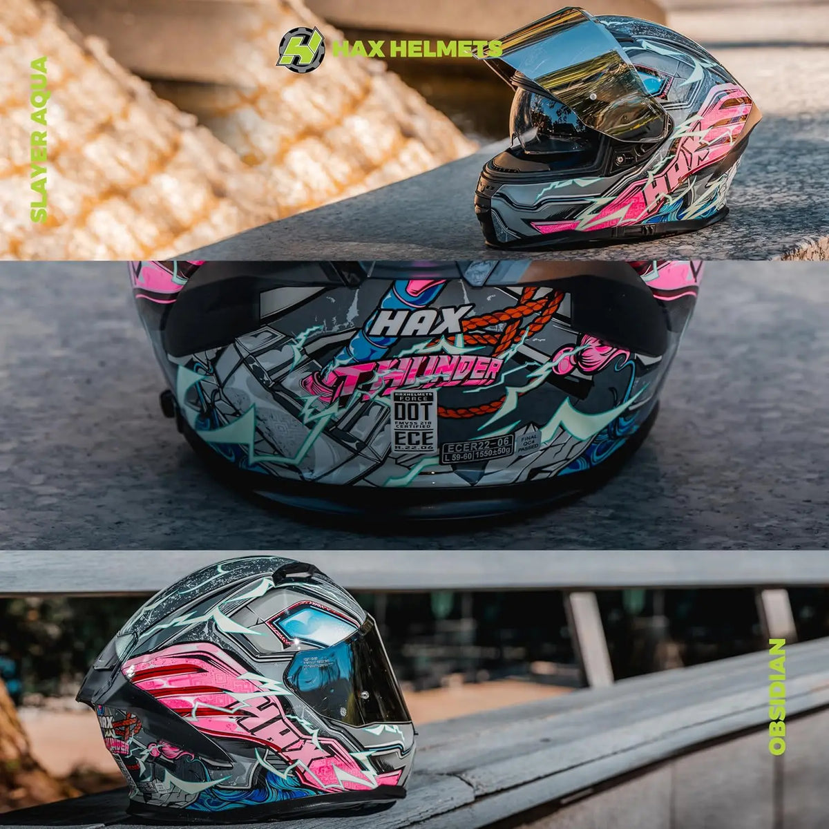 Force Glow-in-The-Dark Aerodynamic Full Face Helmet for Street E-Bikes DOT ECE Certified-Enhanced Dual Visor Adult Size Pinlock