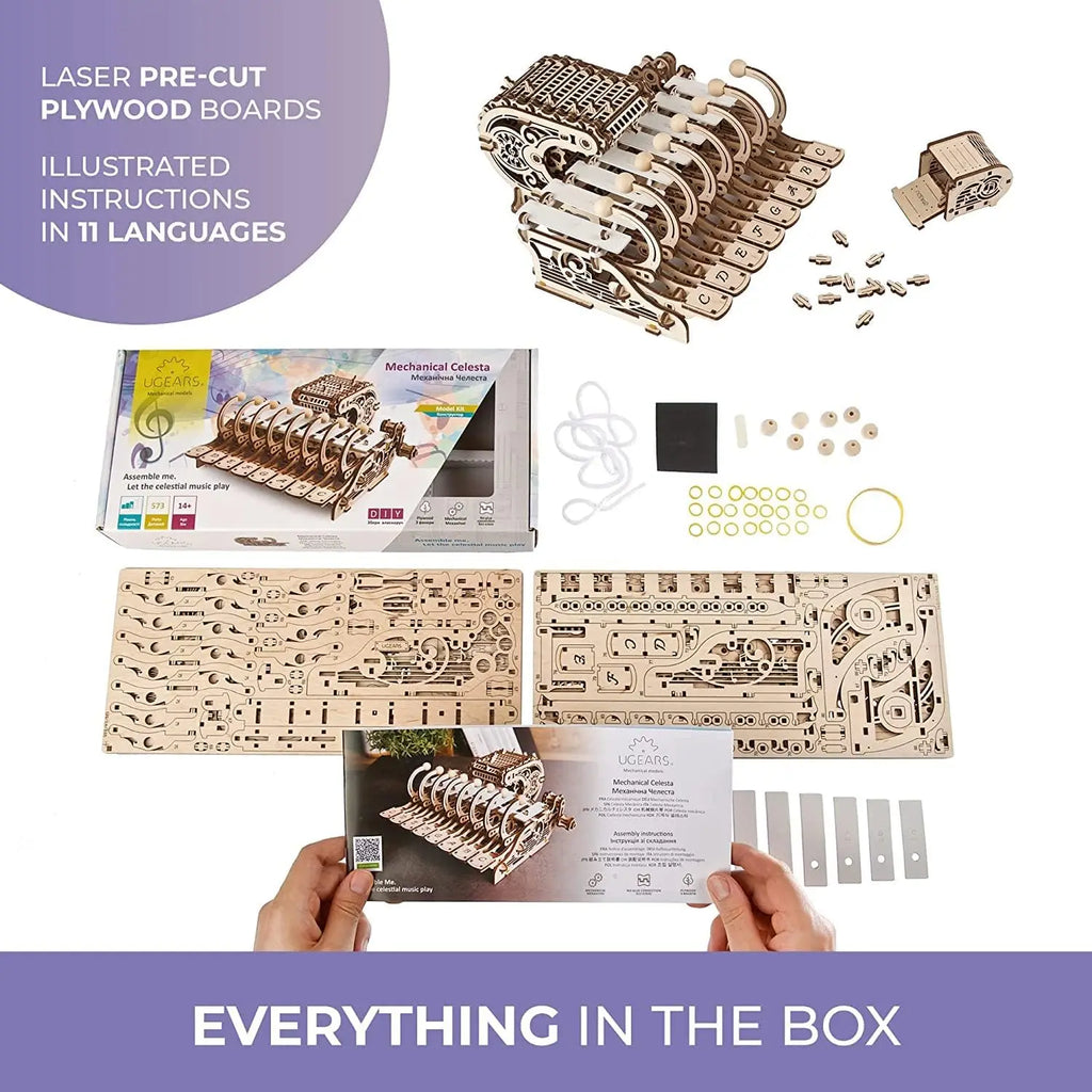 3D Wooden Mechanical Puzzle for Adults and Kids - Musical Instrument Model Kit, Brain Teaser Hobby Set