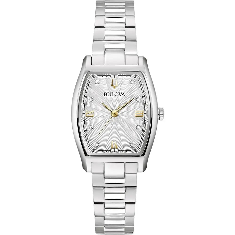 Bulova Ladies DrClassic Diamond 3-Hand Quartz Watch, StainlSteel Bracelet, 26x35mm Case