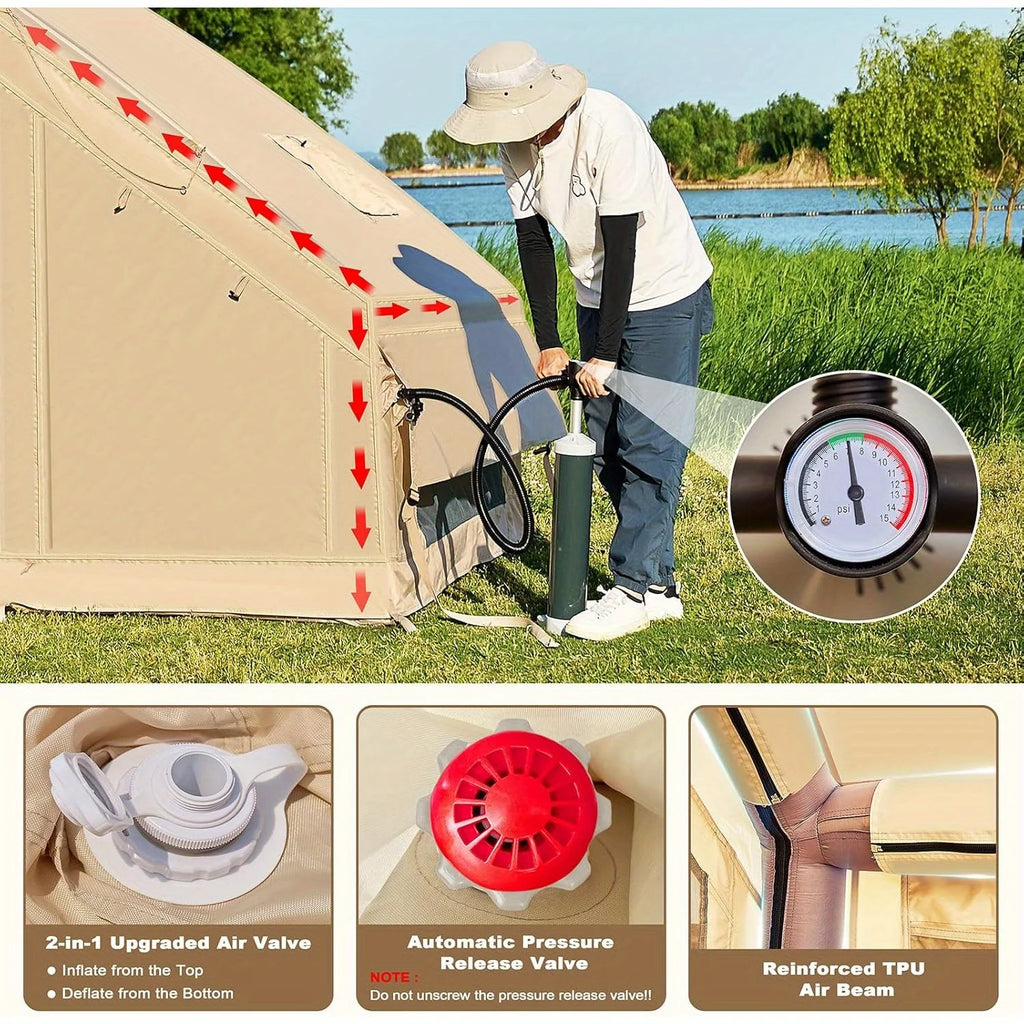Inflatable Tents for Camping, Large Inflatable Camping Tent with Hand Pump, Easy Setup Tents for 4-6 People, Portable Glamping