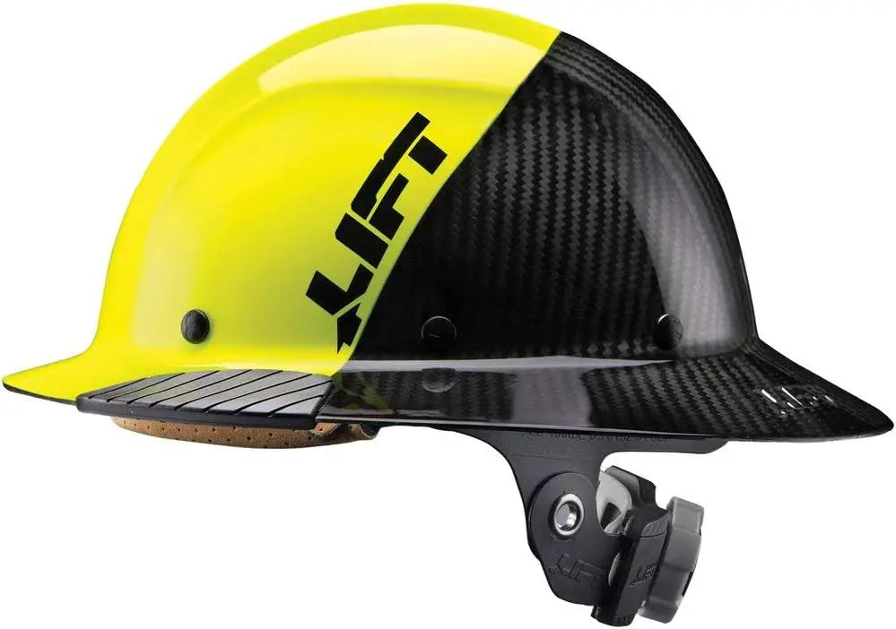 Carbon Fiber Full Brim Hardhat, Safety Helmet with Yellow Color for Construction Work