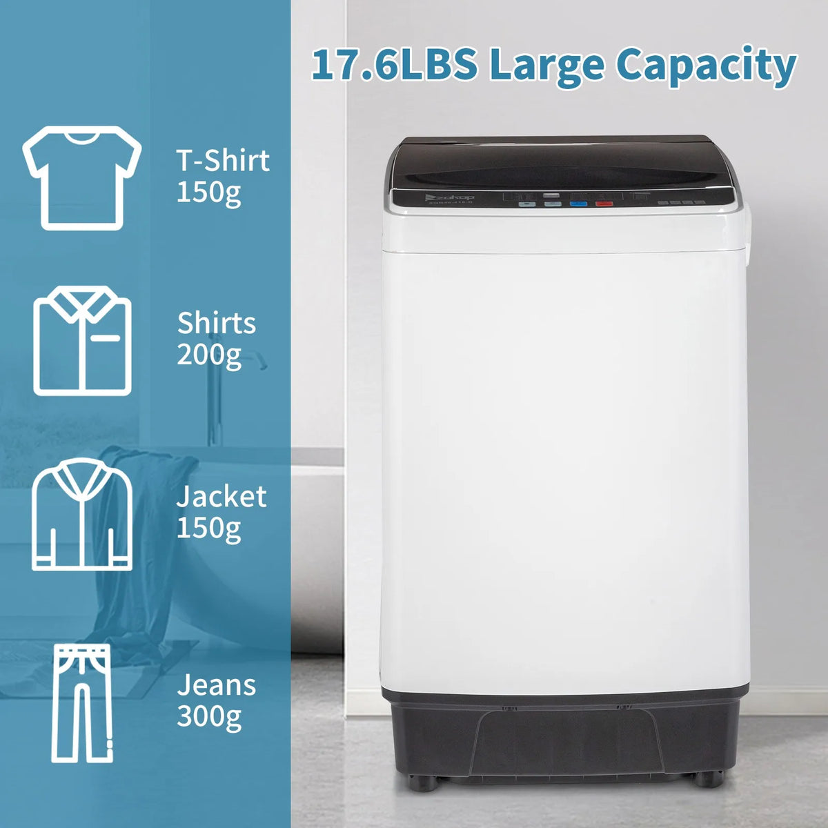 Full-Automatic Washing Machine Portable Compact Laundry Washer Spin w/Drain Pump