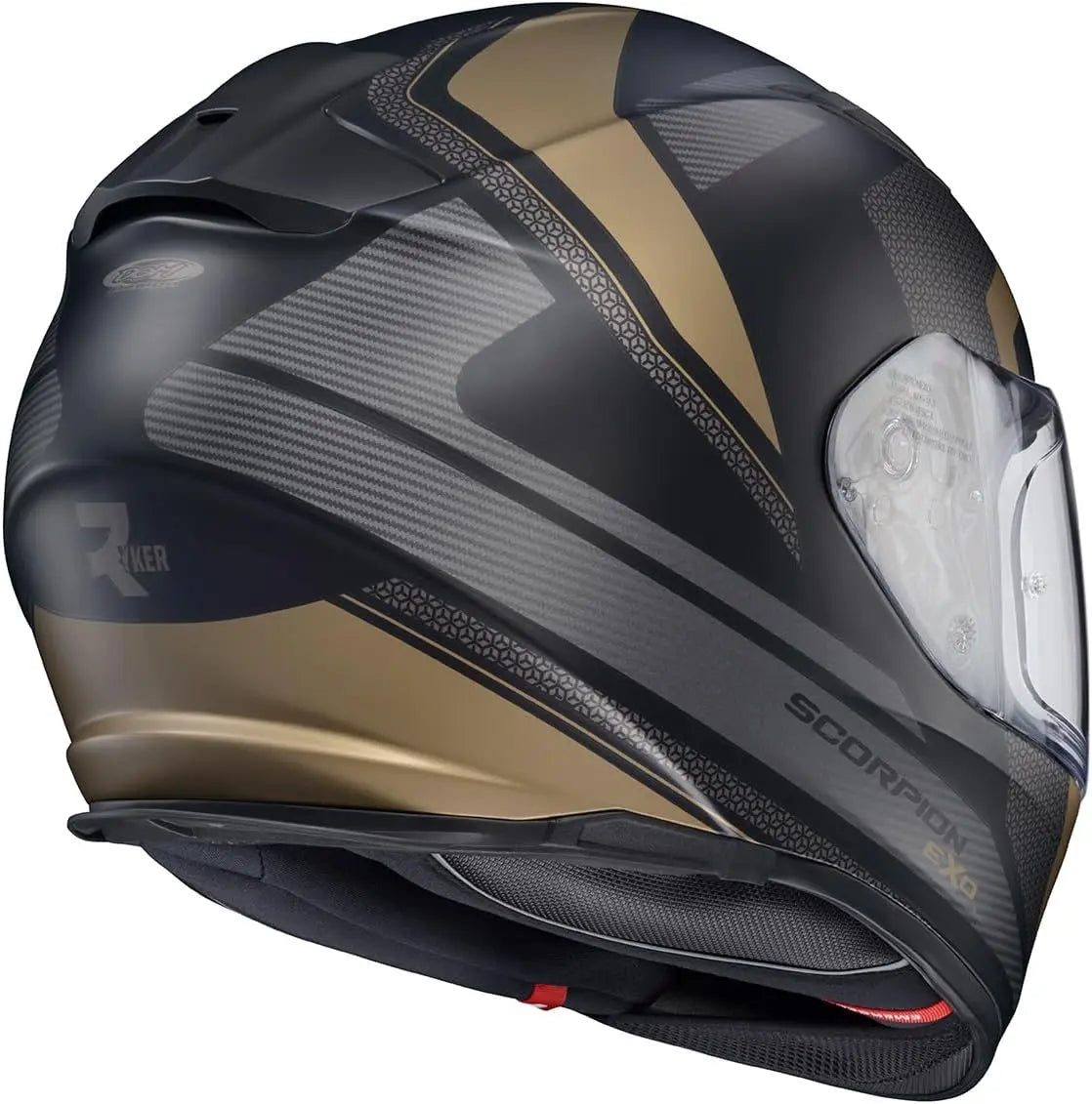 Ryzer Full Face Motorcycle Helmet with Pinlock Ready Shield with Integrated Speaker Pockets DOT ECE Approved Evolution (Gold-Lar
