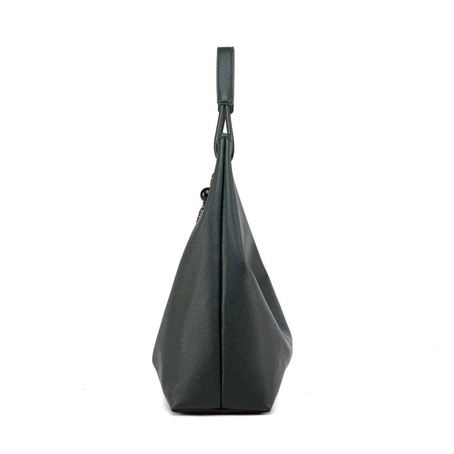 MKF Collection Eloa Hobo Bag with Wallet 2-piece Set in Black Vegan Leather with Gold Hardware for Everyday Use