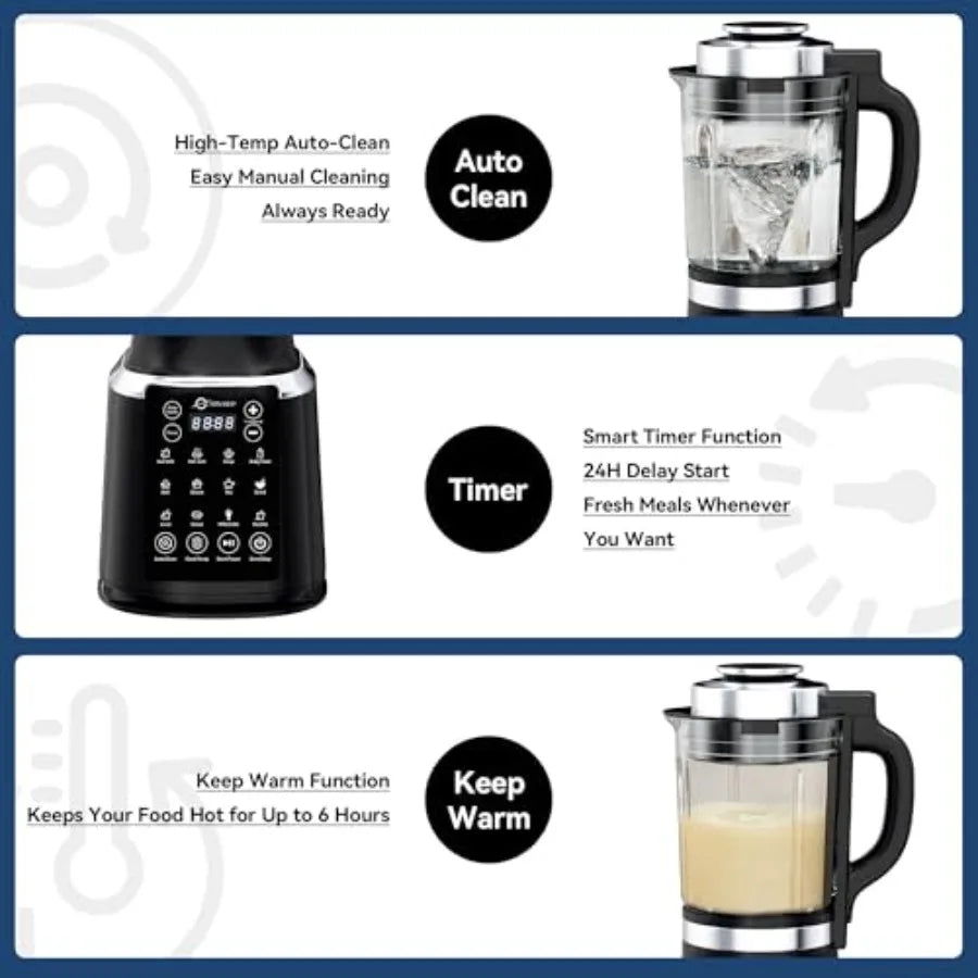 Glass Blenders for Kitchen with Tamper Blender for Smoothies Professional Blenders 1500W Motor 9 Adjustable Speeds 14 Preset Pr