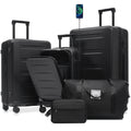 5Pcs Front Opening Hardside Expandable Luggage Set Double Spinner Wheels USB Port TSA Lock 20/24/28"