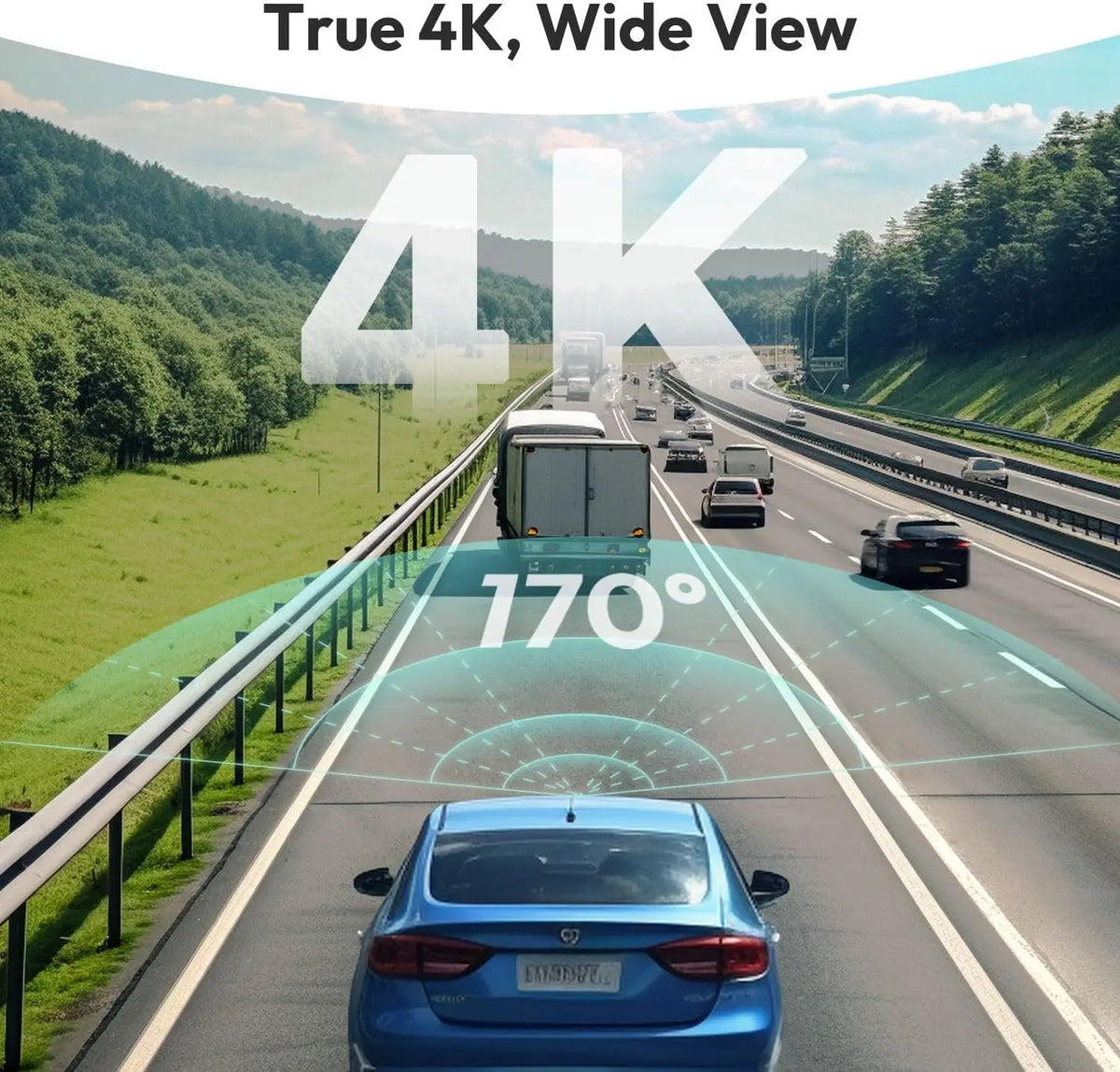 4K Front and Rear Dash Cam with ADAS, Night Vision, Parking Mode, WiFi GPS, Free 64GB SD Card