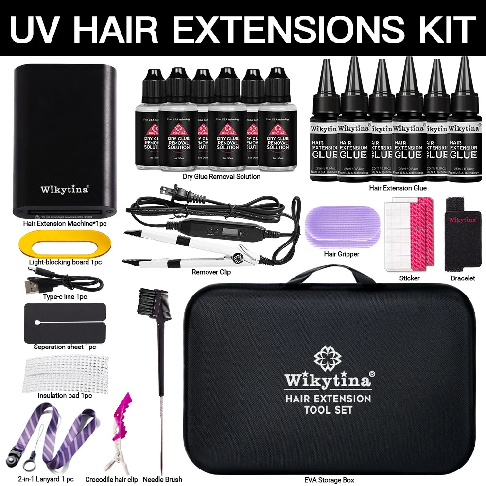 UV Light Hair Extension Kit 2026 with V Light Tools Glue and Curing Lighter for Professional Hair Extensions at Home or Salon