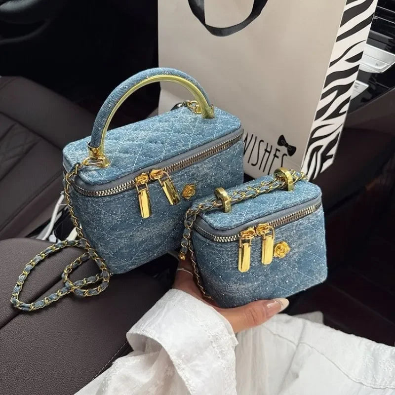 Designer Mini Shoulder Purse Lingerie Embroidery Line Small Square Female 2025 New Fashion Chain Crossbody Luxury Handbag Cosmet