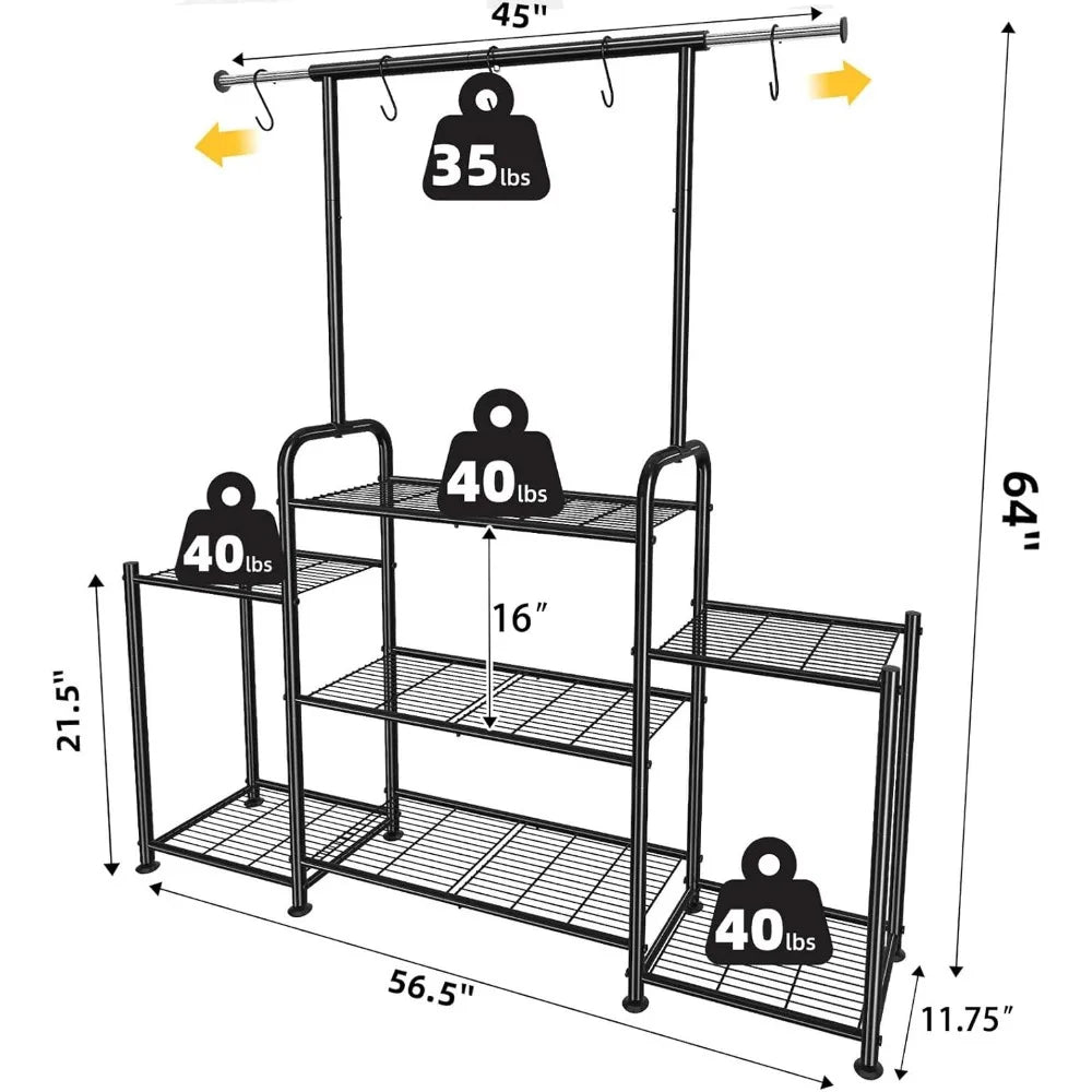 3 Tier Tall Metal Plant Stand Indoor Outdoor Heavy Duty Ladder Shelf for Multiple Flower Planters Garden Balcony Patio Black