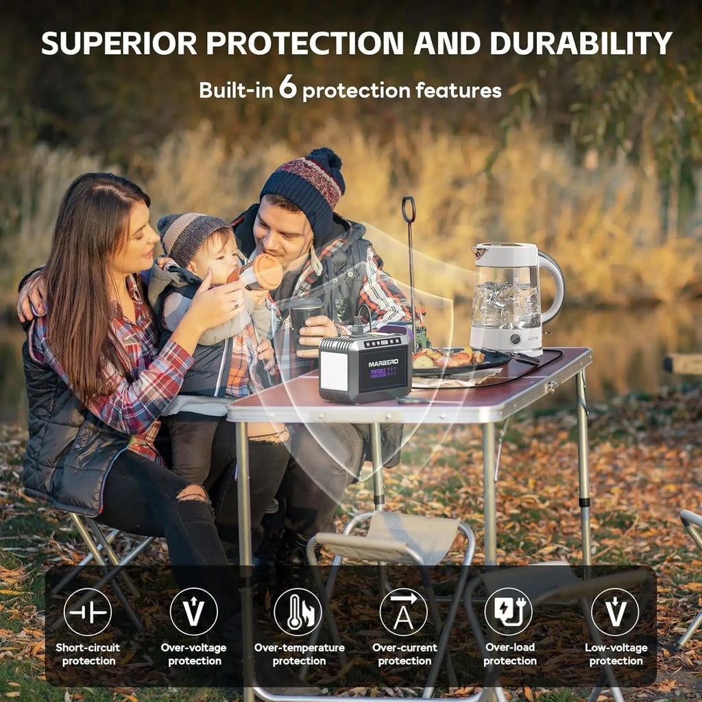 172Wh Portable Solar Power Station with 40W Panel, 200W Output for Camping, Outdoor, Hiking, Fishing & Emergency Use