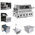32" LPG Gas Grill 60000 BTU, 4 Burner Grill with Infrared Rear Burner, Stainless Steel Sink & Ice Bin Combo, Outdoor Kitchen