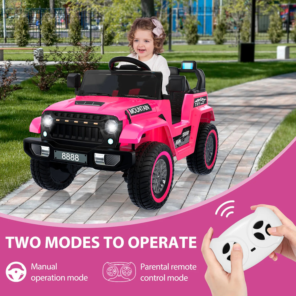 12V Kids Electric Ride-on Truck Battery Powered Toy Car with Remote Control, 3 Speeds, Spring Suspension, LED Lights & Music/MP3