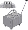 Expandable Pet Carrier with Wheels, Double Cat Dog Carrier 21x 17x 16 up to 40 Lbs, Rolling Pet Carrier for Cats and Dogs, Extra