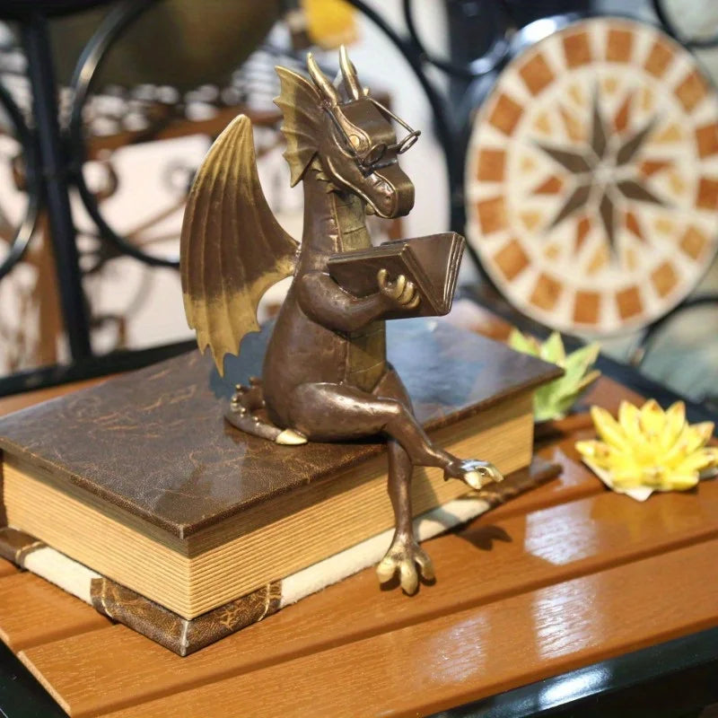 Resin Dragon Book Decoration Antique Statue Decoration Desktop Bedroom Office Decoration