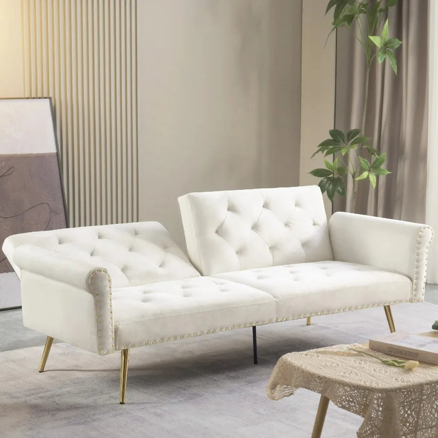 71 inches Convertible Futon Sofa Bed,Modern Reclining Futon Loveseat Couch Sleeper Sofa 2 Pillows Sleeper Sofa for Living Room
