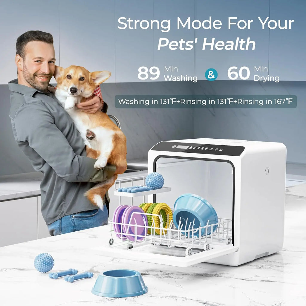 Portable Countertop Dishwasher with 6 Programs, 5L Built-in Tank, No Hookup Needed for Apartments & RV