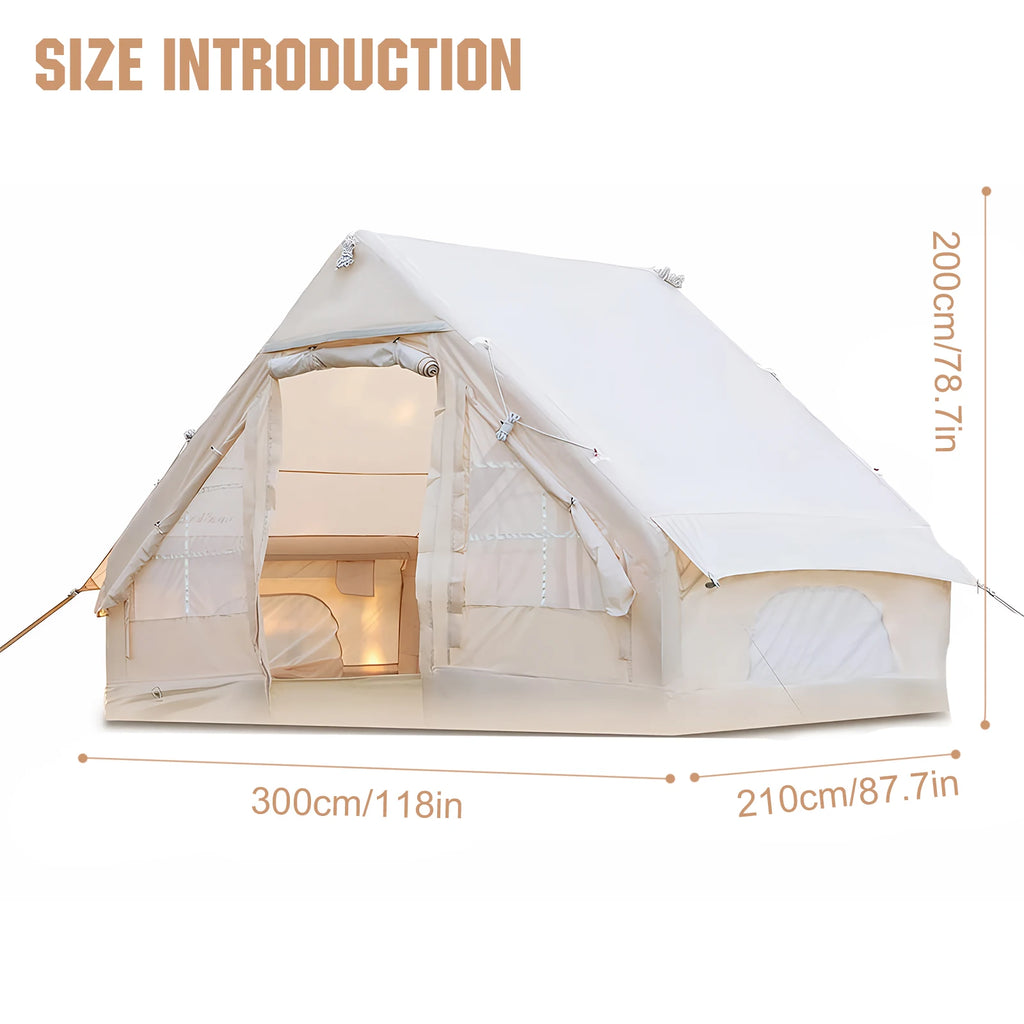4-6 Person House Instant Glamping Camping Tents House with Hand Pump Outdoor Inflatable Tent Waterproof for Adults Travel Hiking