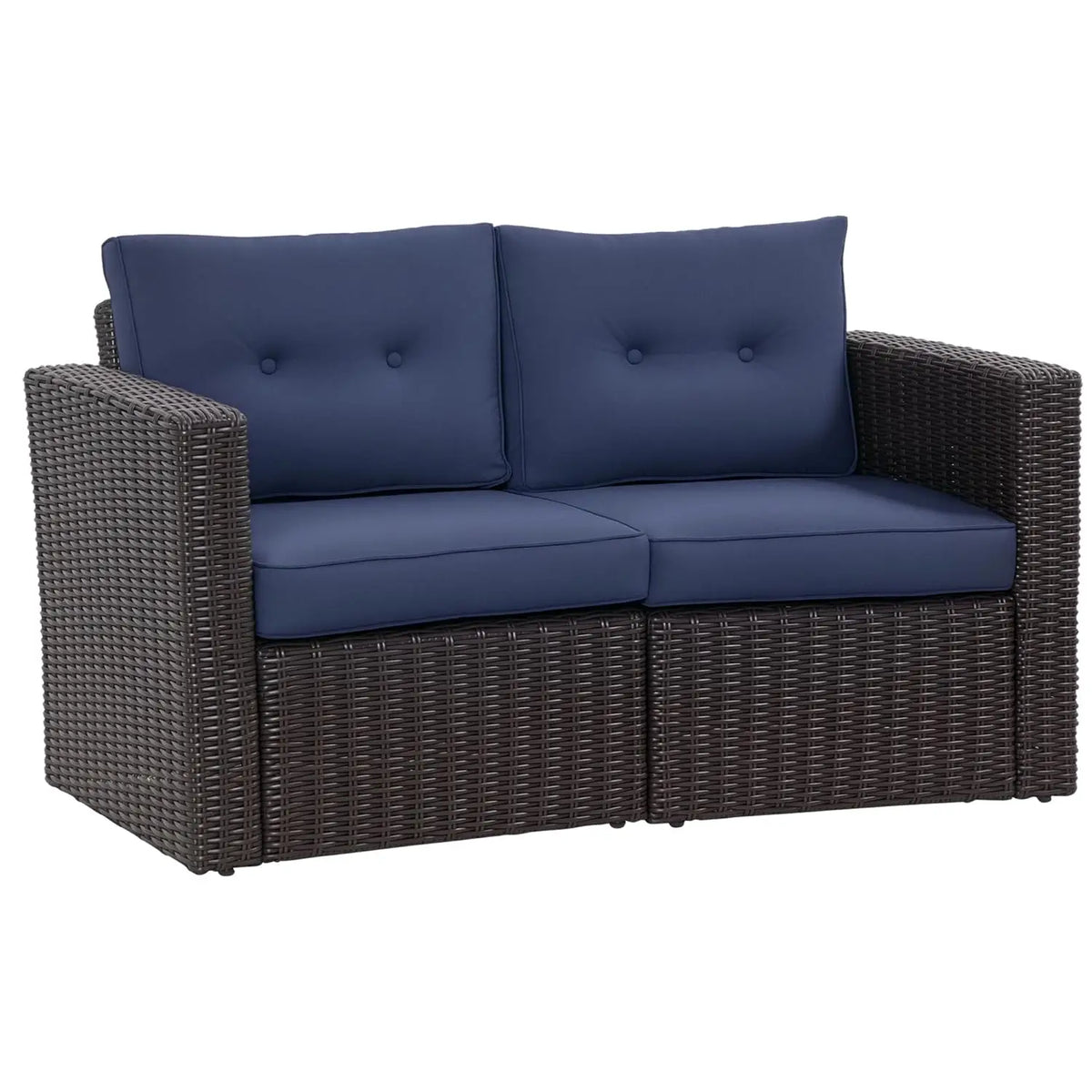 2 Piece Patio Corner Sofa Set Outdoor PE Rattan Curved Armrest Padded Cushion Balcony Garden Lawn Gray, Customized