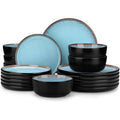Plates and Bowls Sets 18 Pieces Stoneware Dinnerware Sets for 6 Kitchen Dish Set Mircowave and Dishwasher Safe Dinner Set Ceram