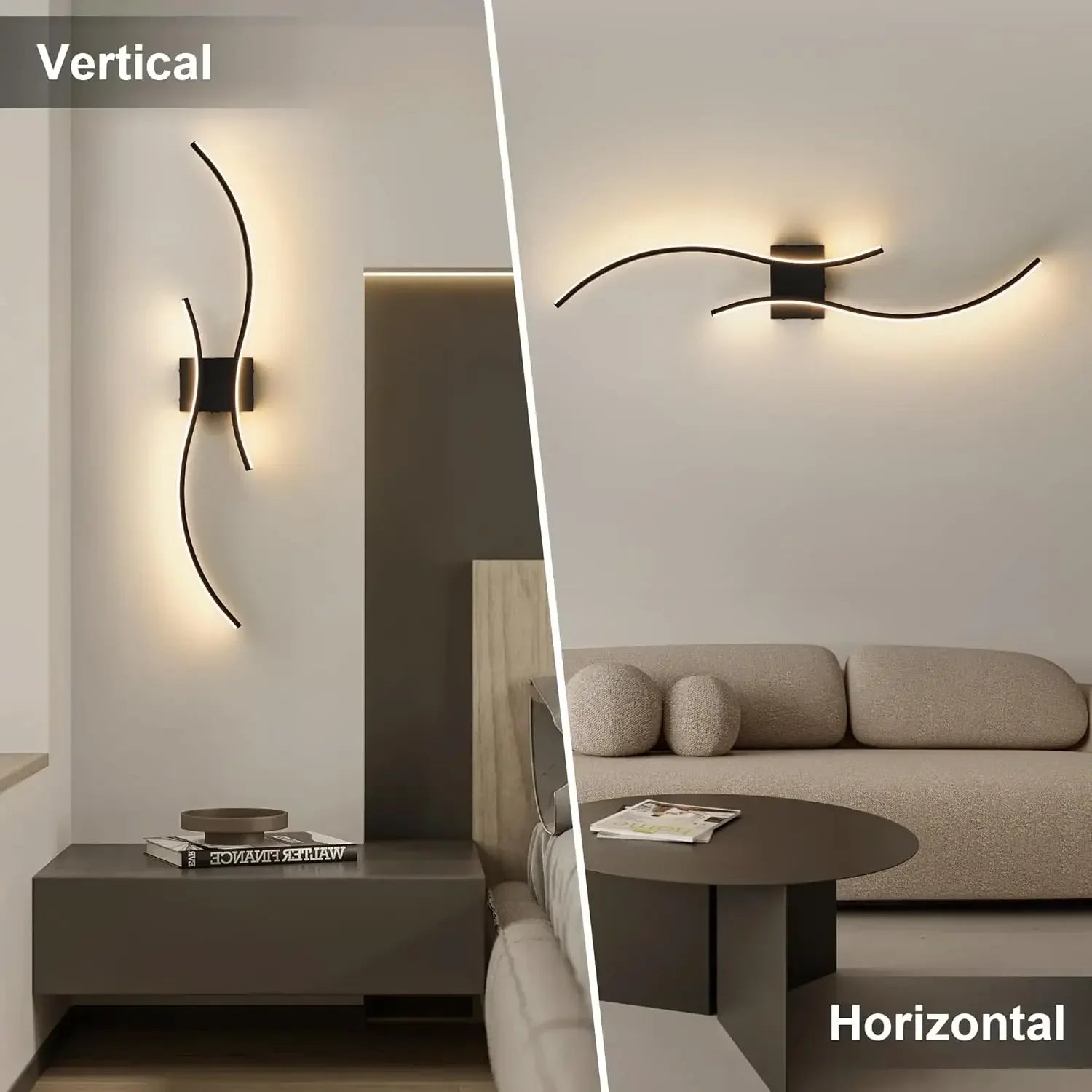 Battery Operated Wall Sconces Set of Two with Remote Control, Stepless Colors 3000K-6000K & Dimming, LED Black Wireless Wall Lig