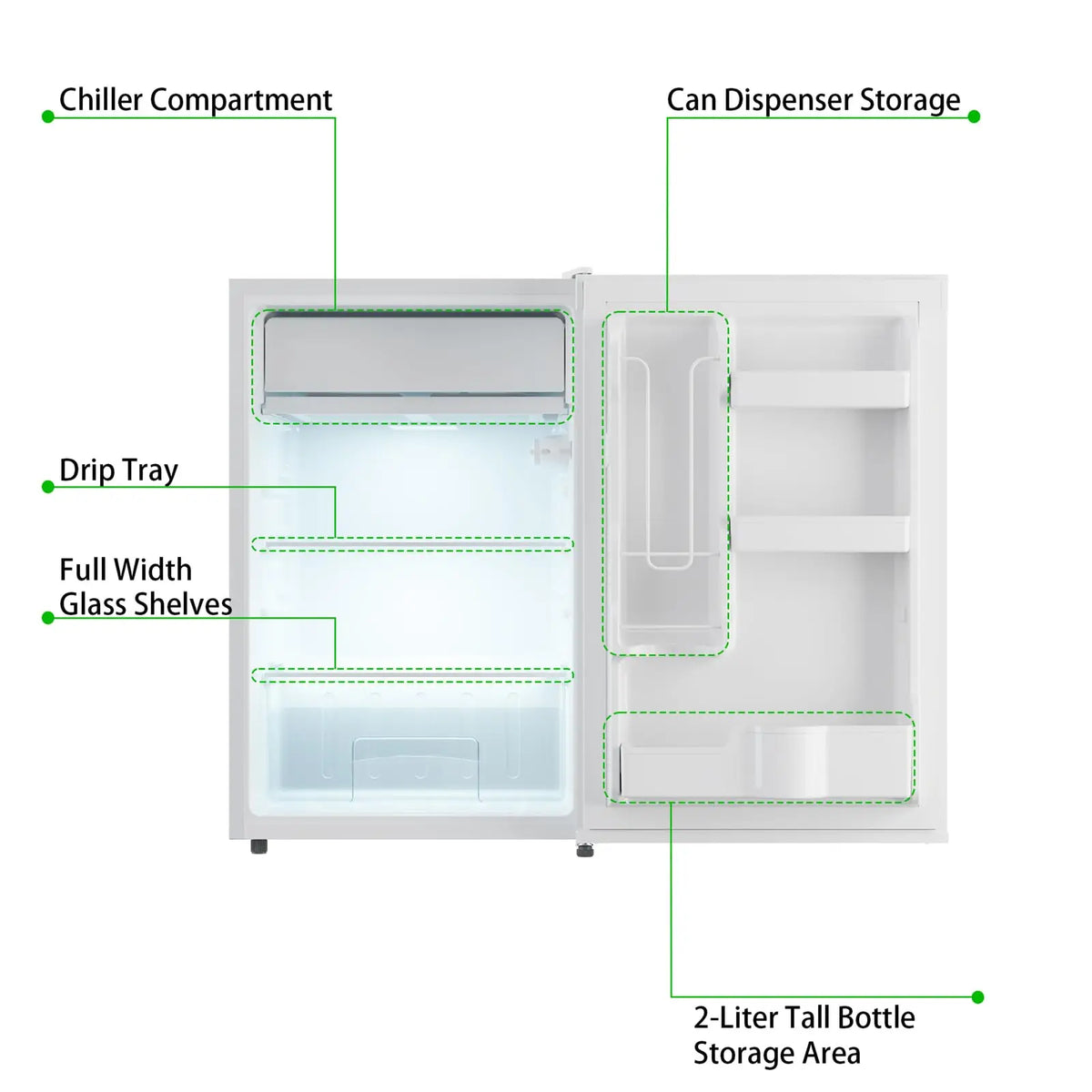 4.3 Cu.ft Mini Fridge with Freezer, 122L Adjustable Temperature Single Door Compact Refrigerator For Bedroom Office RV