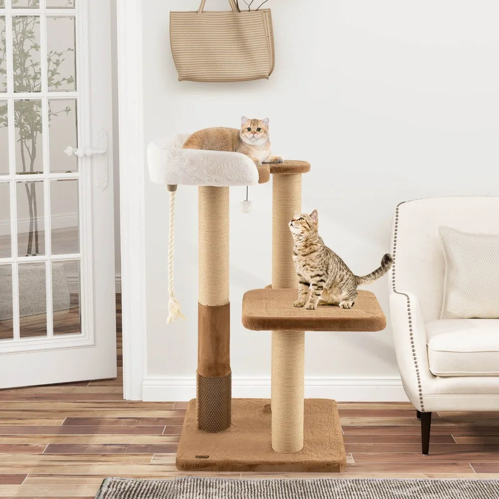 44" Cat Tree for Indoor w/Plush Padded Perch Scratching Posts Jumping Platform