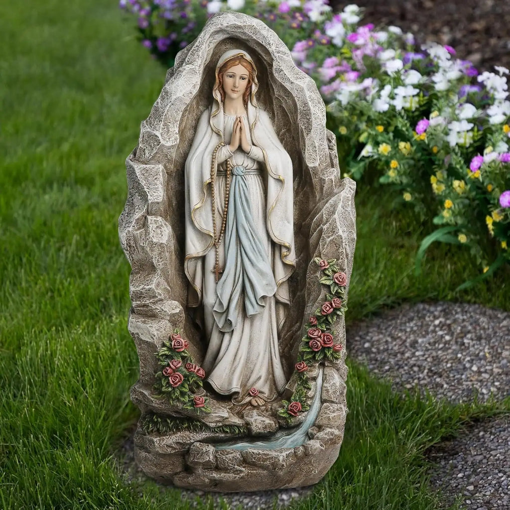 Our Lady of Lourdes Statue - 18 Inch Virgin Mary Sculpture for Catholic Garden, Home Yard Patio Lawn Hallway Decor
