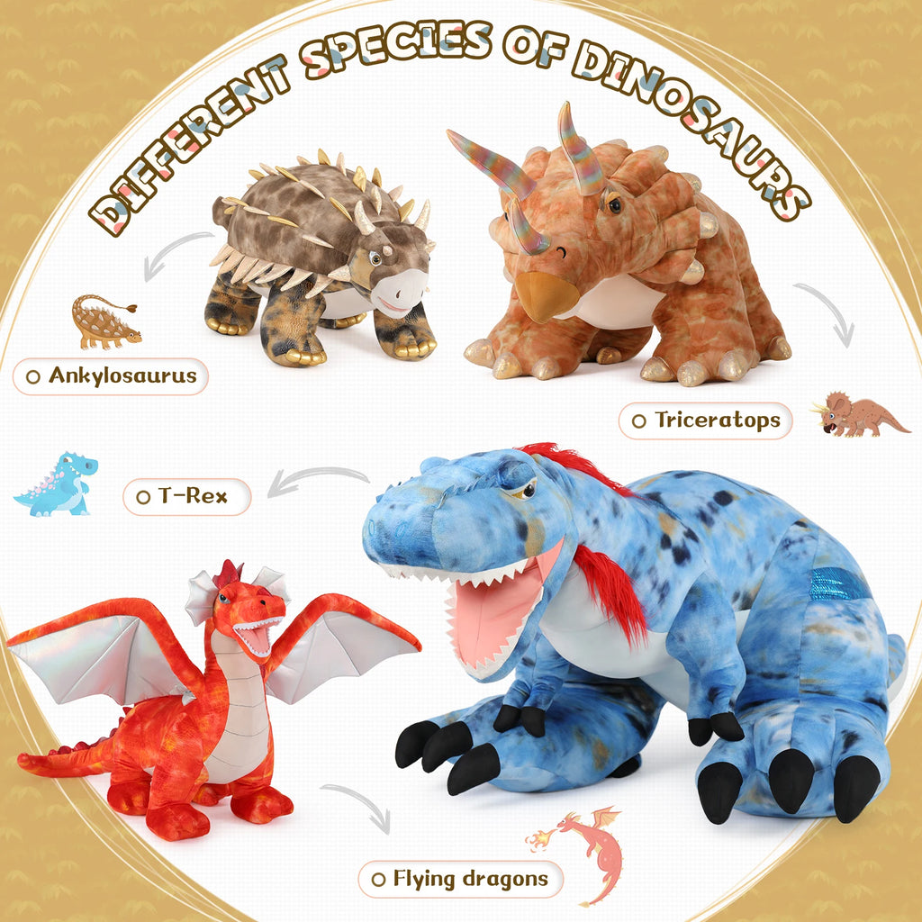 MorisMos Dinosaur Stuffed Animal 6.4ft Extra Large Triceratops Dinosaur Plush Toys Dino Plushie for Dinosaur Party Favors Gift