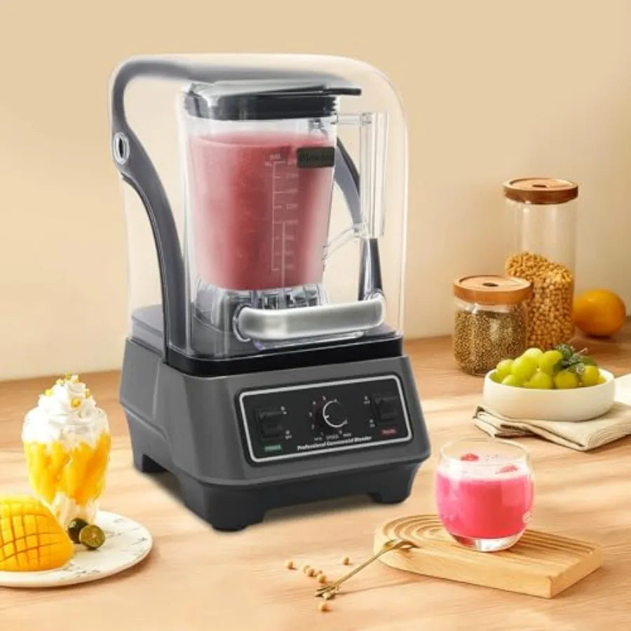 1600W Commercial Blender with Thick Shield 2L Large Ccity Professional Countertop Blending Machine with 9 Speeds 23000 RPM for