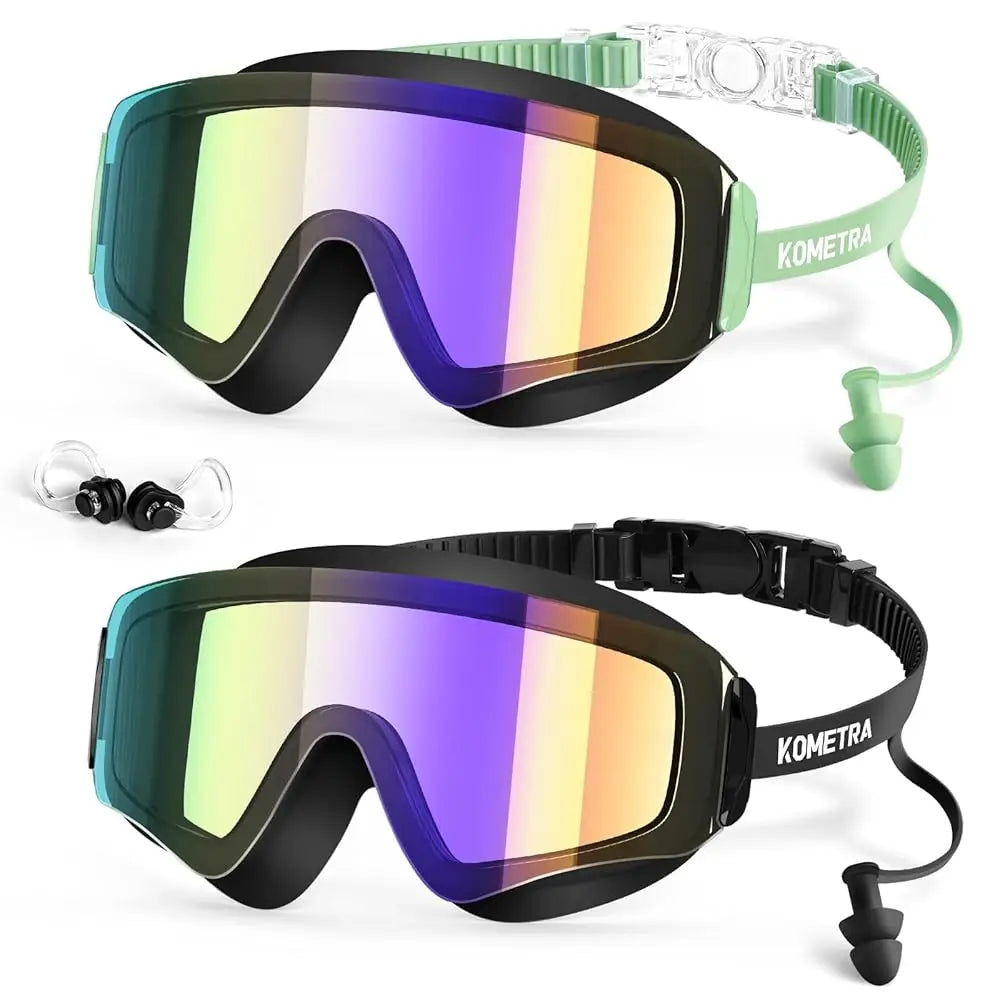 2 Pack Kids Swim Goggles for 3-15, Anti Fog UV Protection Pool Water Swimming Goggles for Boys Girls Toddler