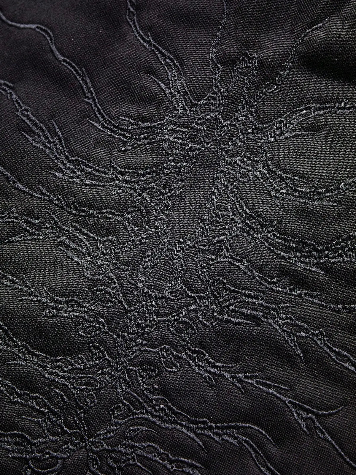 Men's Black Loose Fit Short Sleeve Shirt with Abstract Thread Embroidery, Casual Y2K Style