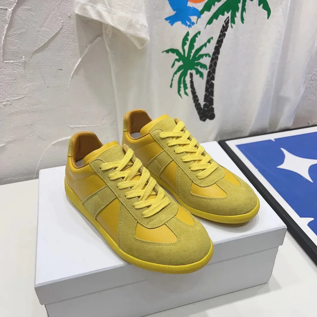 New Cowhide Retro German Training Shoes Men Women White Sneakers Genuine Leather Soft Couple Breathable Durable Athletic Fashion